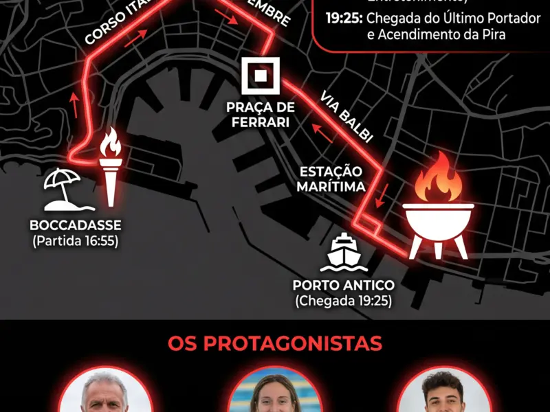 Infografica: Chama Ol&iacute;mpica em G&eacute;nova: programa, percurso e direto na Primocanale