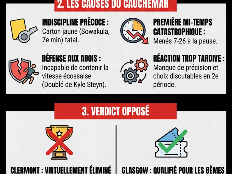 Infografica: Champions Cup : Clermont sombre face &agrave; Glasgow et fr&ocirc;le l'&eacute;limination