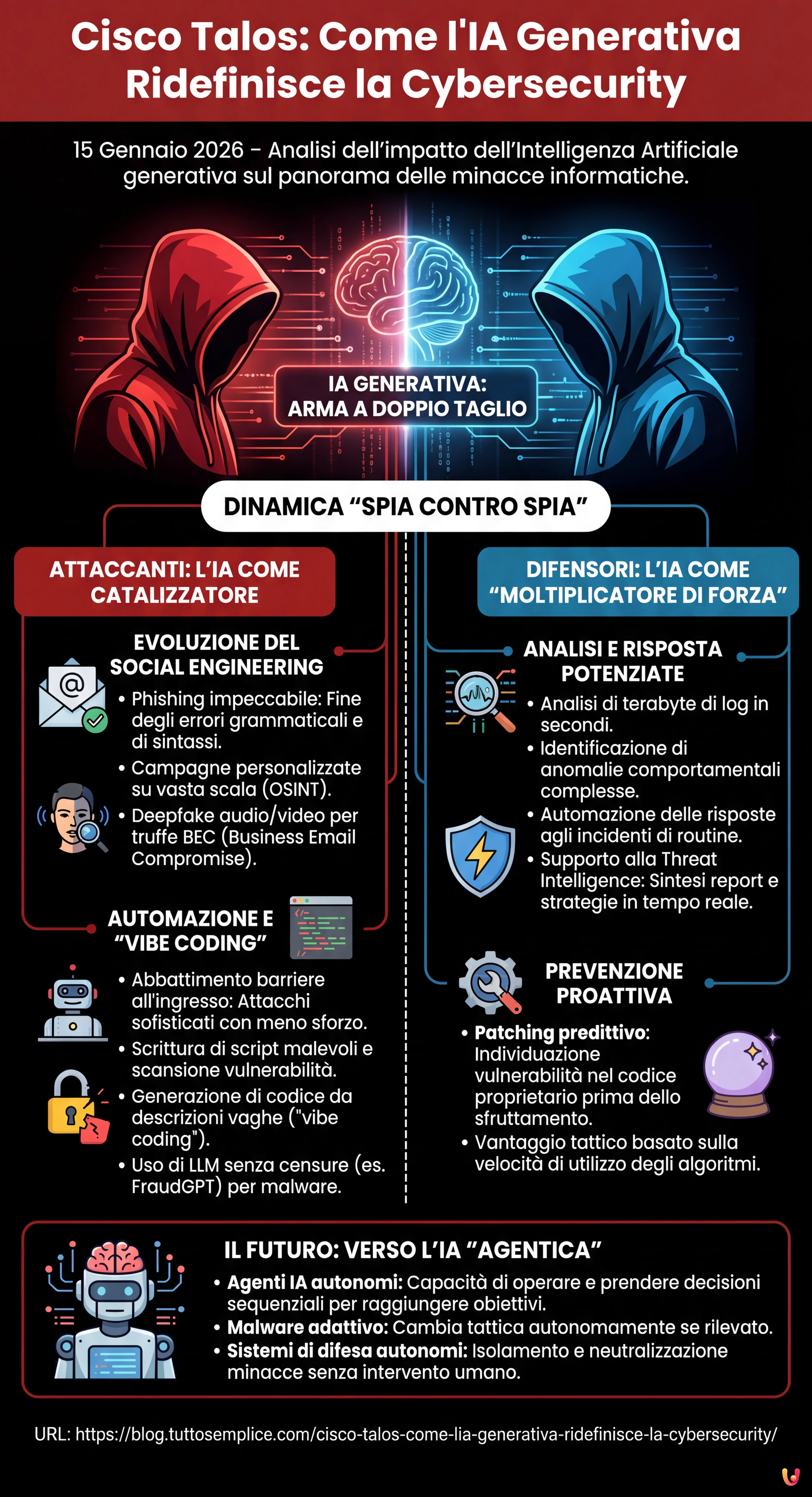 Cisco Talos: come l'IA generativa ridefinisce la cybersecurity - Infografica riassuntiva