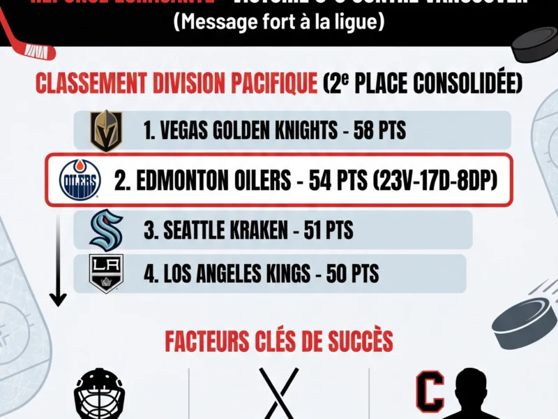 Infografica: Classement Oilers : Edmonton Grimpe Malgr&eacute; l'Absence de Draisaitl