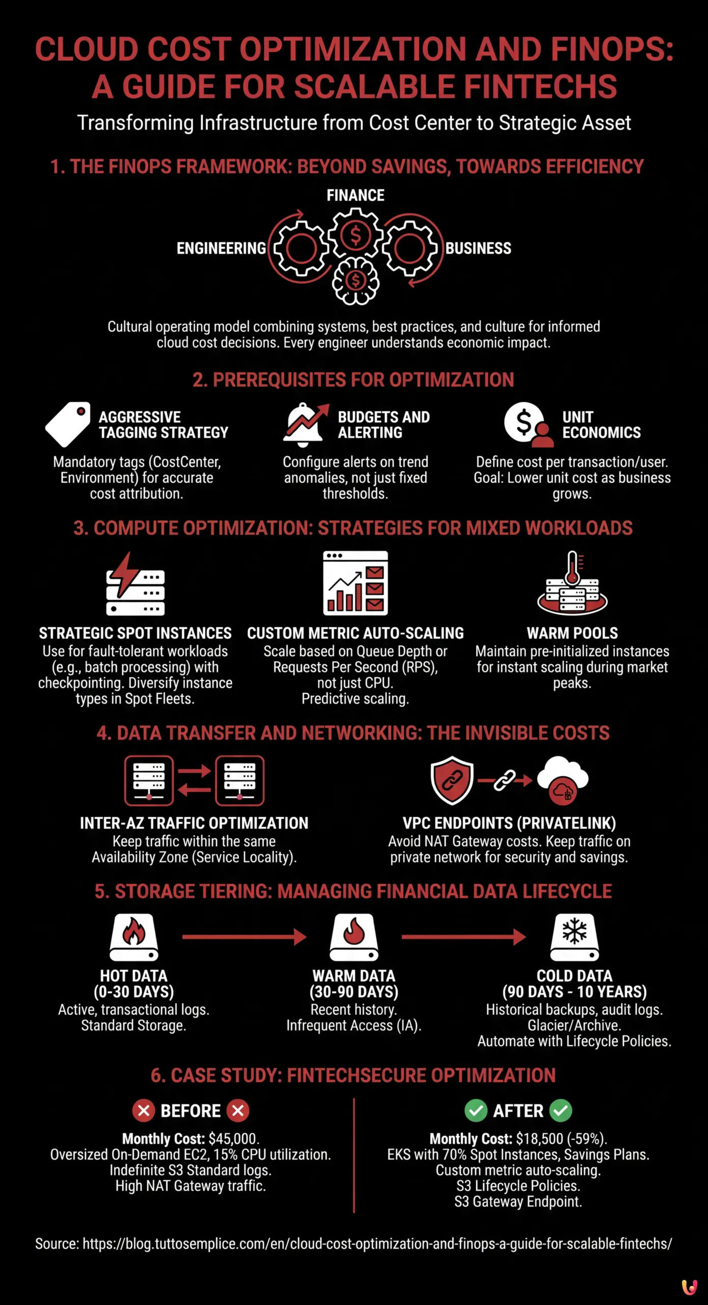 Cloud Cost Optimization and FinOps: A Guide for Scalable Fintechs - Summary Infographic