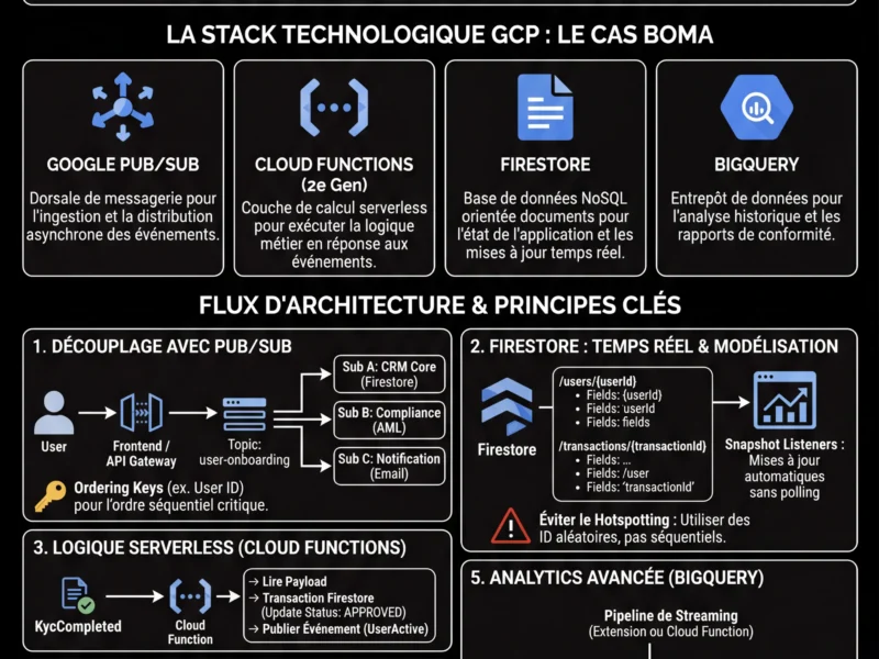 Infografica: Construire un CRM Fintech : Architecture Event-Driven sur Google Cloud