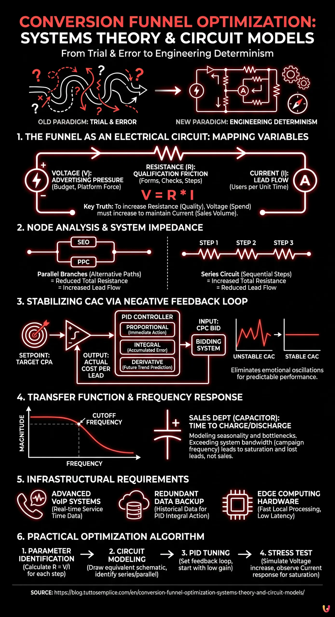 Conversion Funnel Optimization: Systems Theory and Circuit Models - Summary Infographic