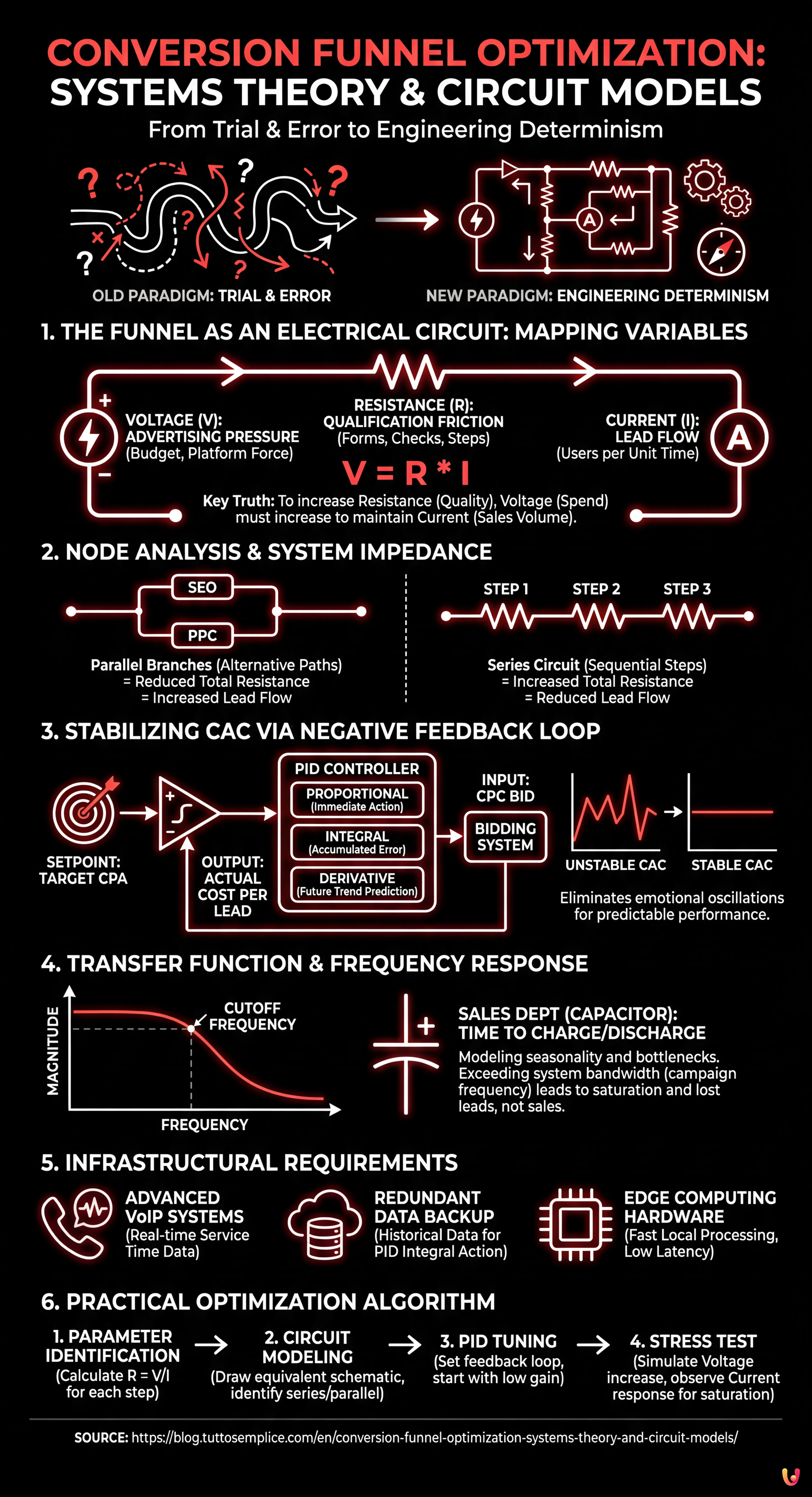 Conversion Funnel Optimization: Systems Theory and Circuit Models - Summary Infographic