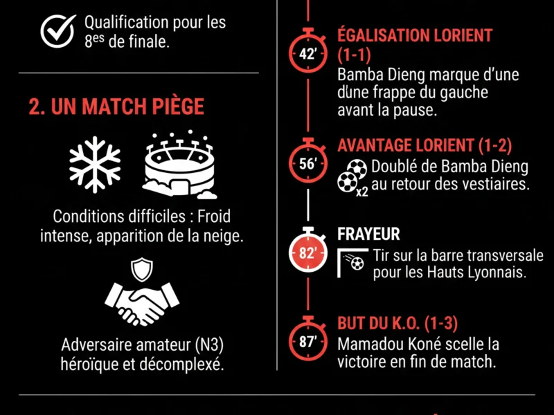 Infografica: Coupe de France : Lorient &eacute;carte les Hauts Lyonnais et file en 8es