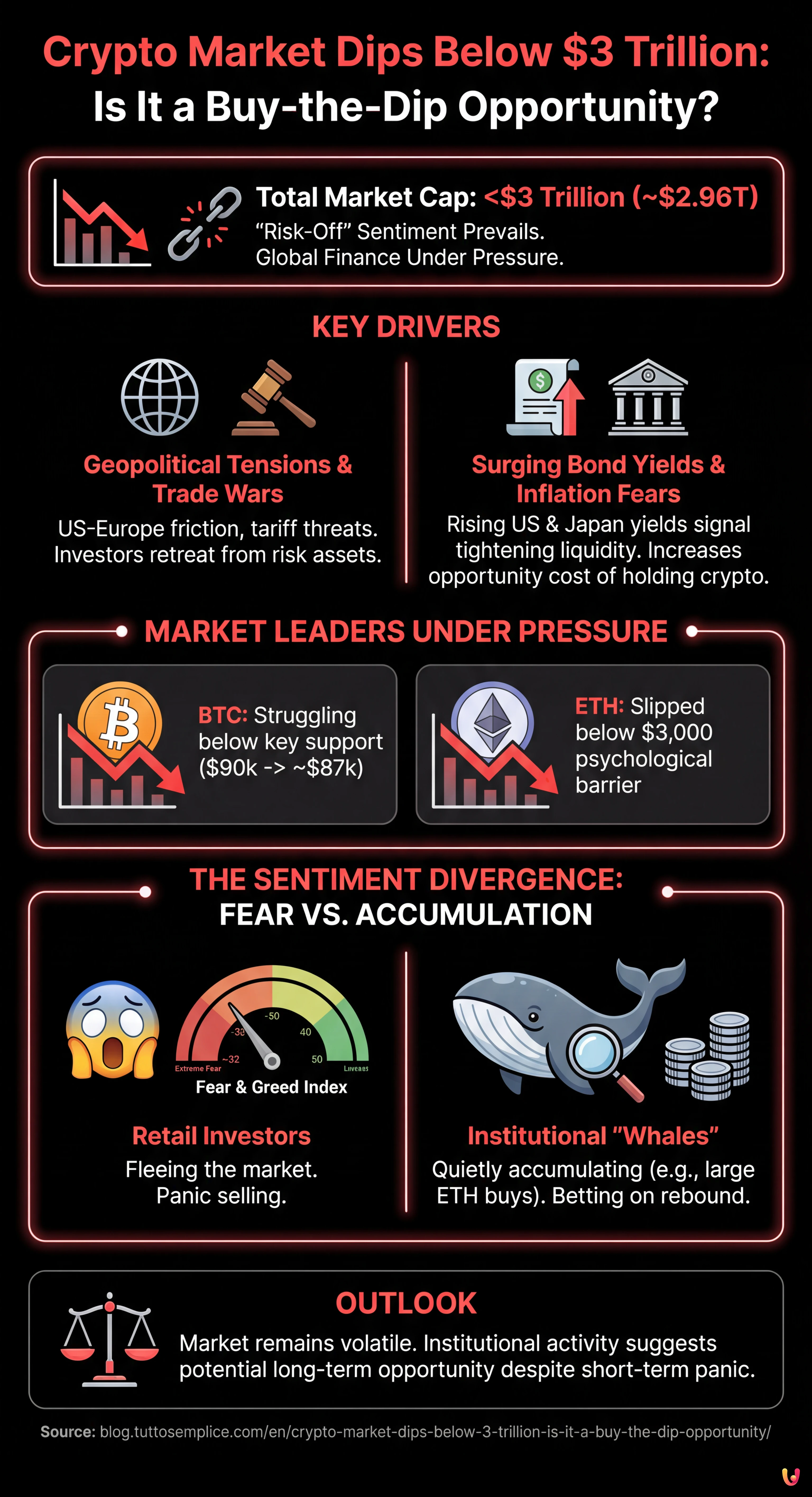 Crypto Market Dips Below $3 Trillion: Is It a Buy-the-Dip Opportunity? - Summary Infographic
