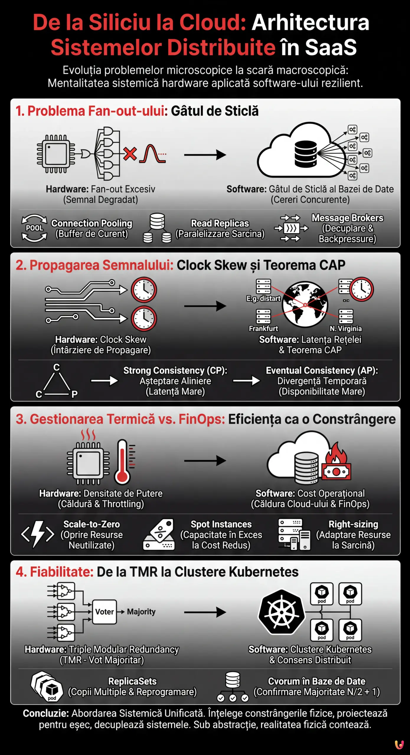 De la Siliciu la Cloud: Arhitectura Sistemelor Distribuite &icirc;n SaaS - Infografic rezumativ