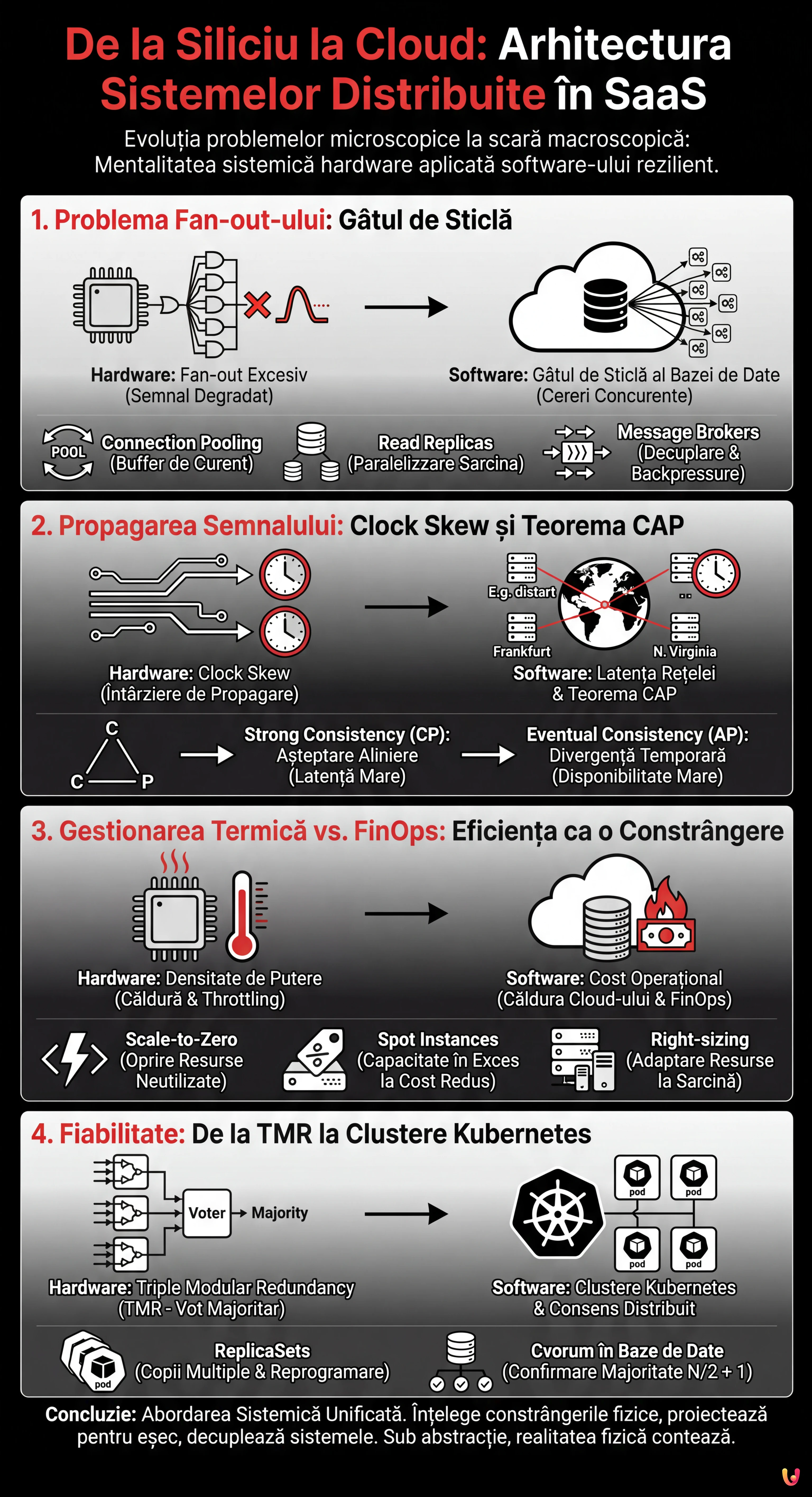 De la Siliciu la Cloud: Arhitectura Sistemelor Distribuite &icirc;n SaaS - Infografic rezumativ