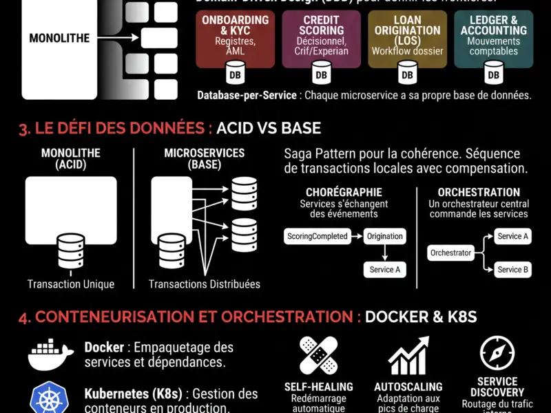 Infografica: De Monolithe &agrave; Microservices : Guide de la Migration dans le Cr&eacute;dit