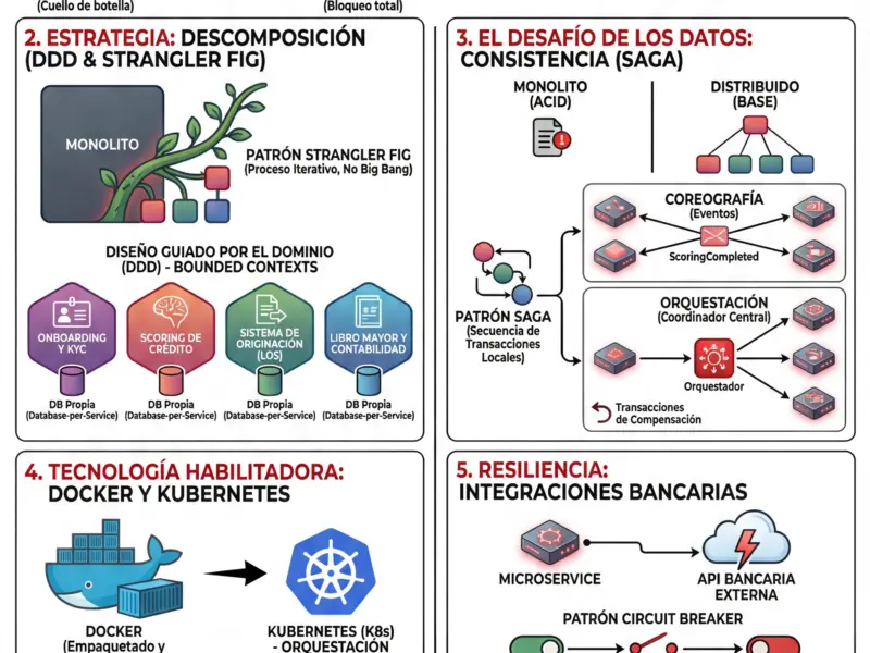 Infografica: De Monolito a Microservicios: Gu&iacute;a para la Migraci&oacute;n en el Cr&eacute;dito