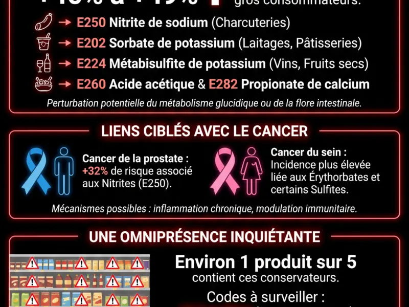 Infografica: Diab&egrave;te et cancer : les conservateurs alimentaires mis en cause par deux &eacute;tudes