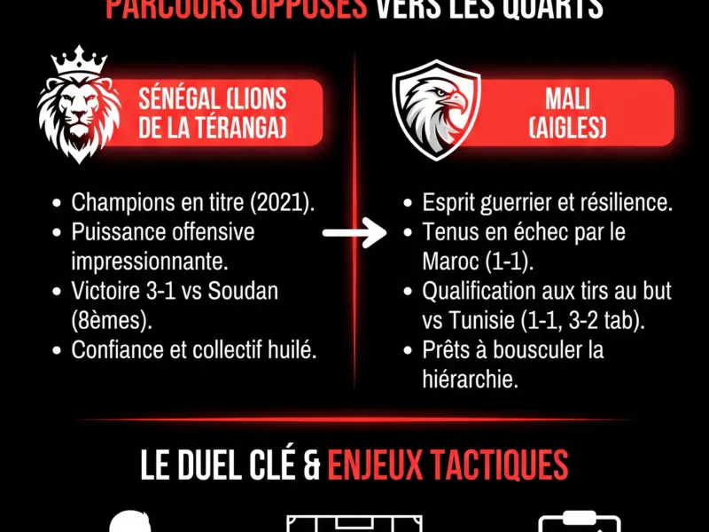 Infografica: DIRECT. Mali - S&eacute;n&eacute;gal : Le choc des quarts de la CAN 2025 &agrave; vivre en live