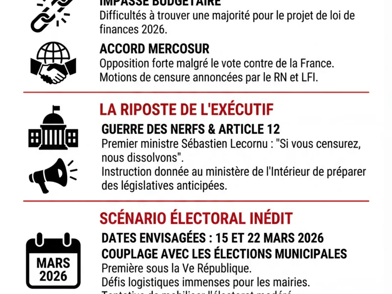 Infografica: Dissolution de l'Assembl&eacute;e : la menace d'&eacute;lections en mars 2026 se pr&eacute;cise