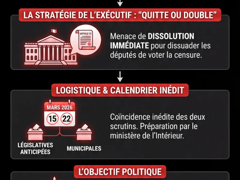 Infografica: Dissolution de l'Assembl&eacute;e : le coup de pression de l'ex&eacute;cutif pour sauver le gouvernement Lecornu