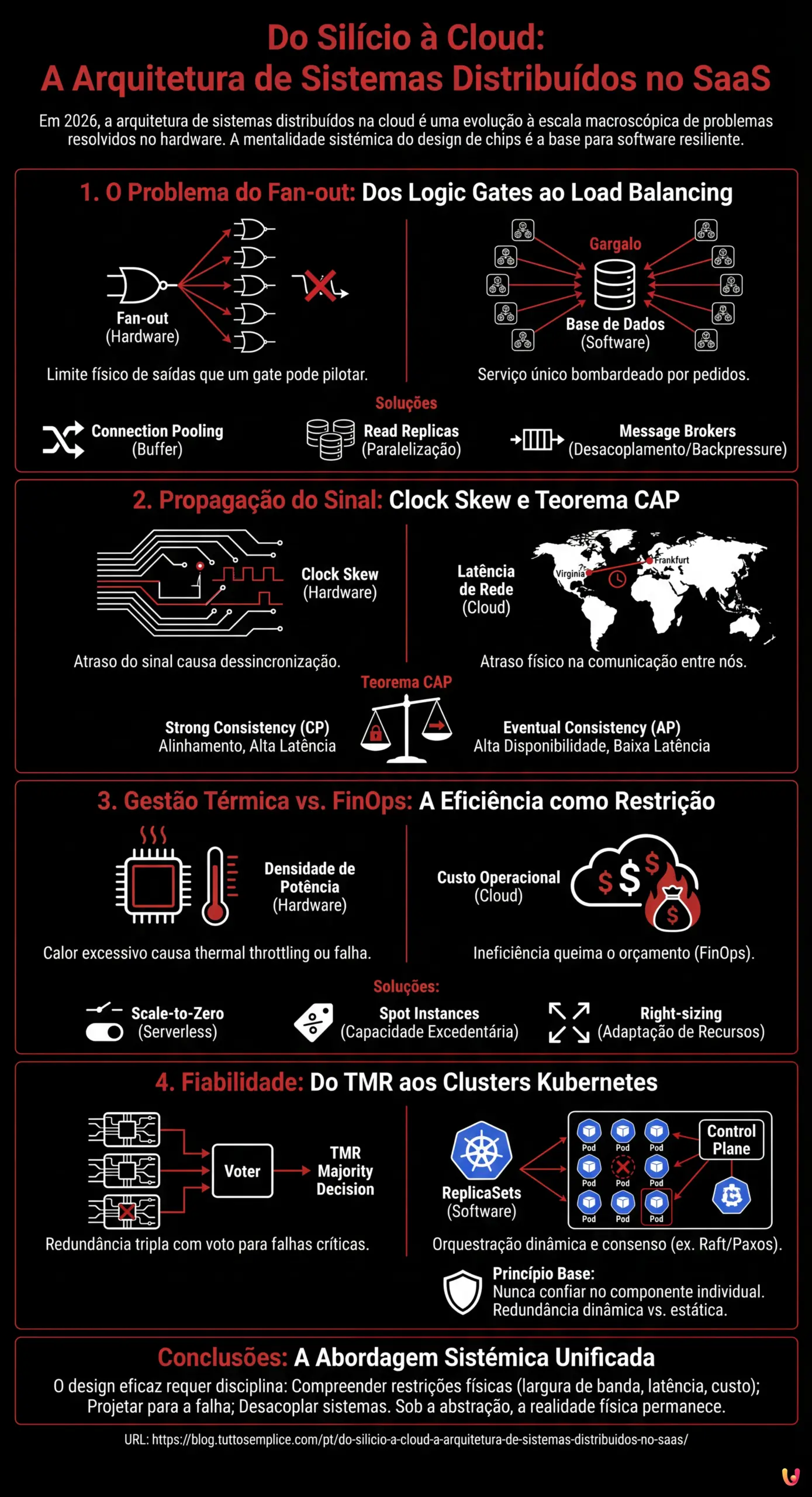 Do Silício à Cloud: A Arquitetura de Sistemas Distribuídos no SaaS - Infográfico resumido