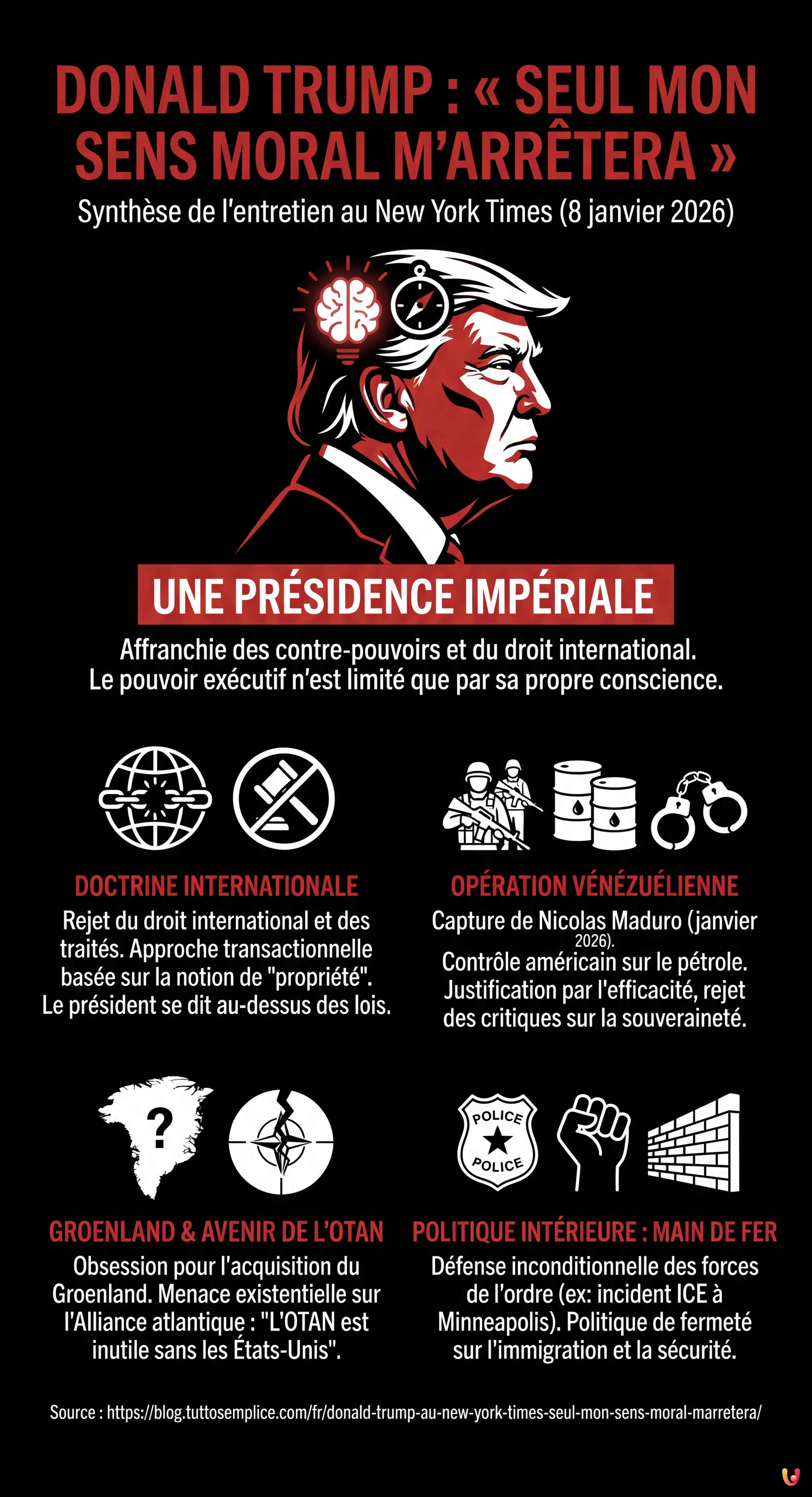 Donald Trump au New York Times : &laquo; Seul mon sens moral m'arr&ecirc;tera &raquo; - Infographie r&eacute;sumant