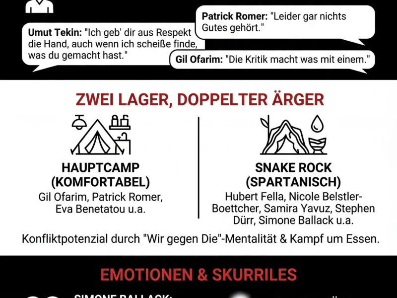 Infografica: Dschungelcamp 2026: Gil Ofarim, Tr&auml;nen und Ekel-Pr&uuml;fung zum Start