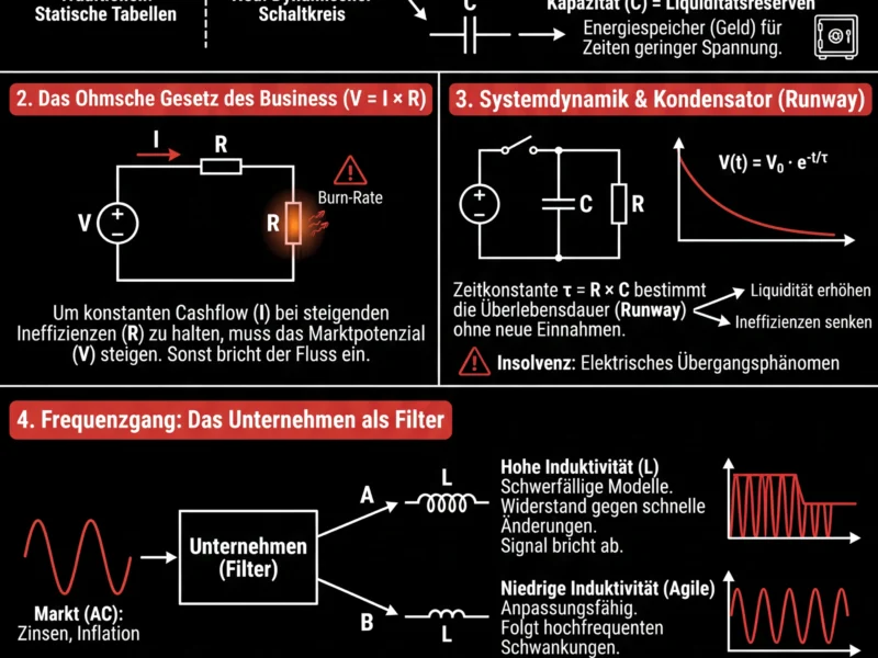 Infografica: Dynamische Finanzmodellierung: Das Unternehmen als Schaltkreis