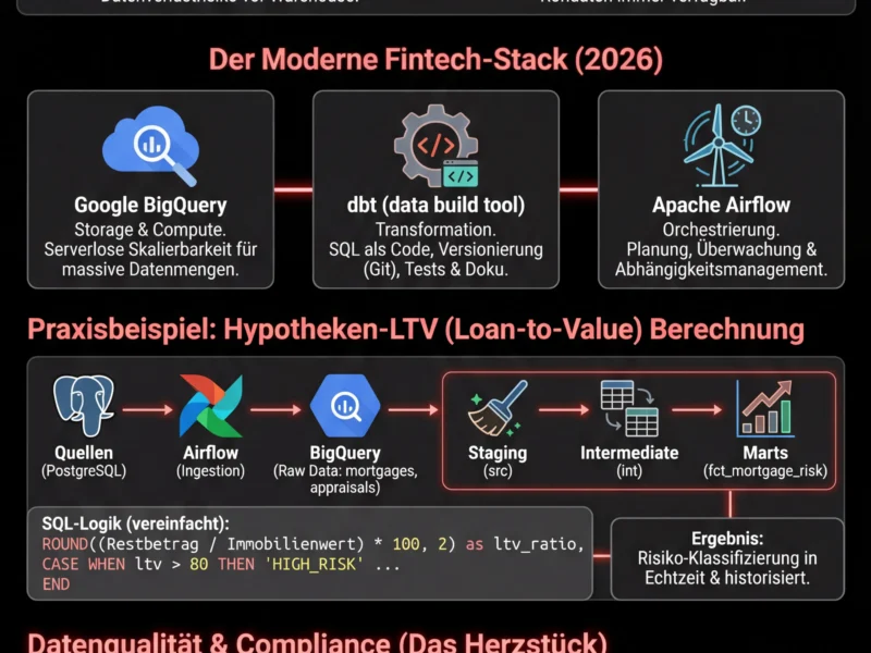 Infografica: ETL- vs. ELT-Pipelines im Fintech: Umfassender Leitfaden zu BigQuery und dbt