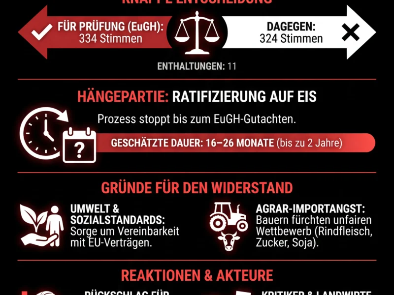 Infografica: EU-Parlament stoppt Mercosur-Abkommen: EuGH soll Vertrag pr&uuml;fen