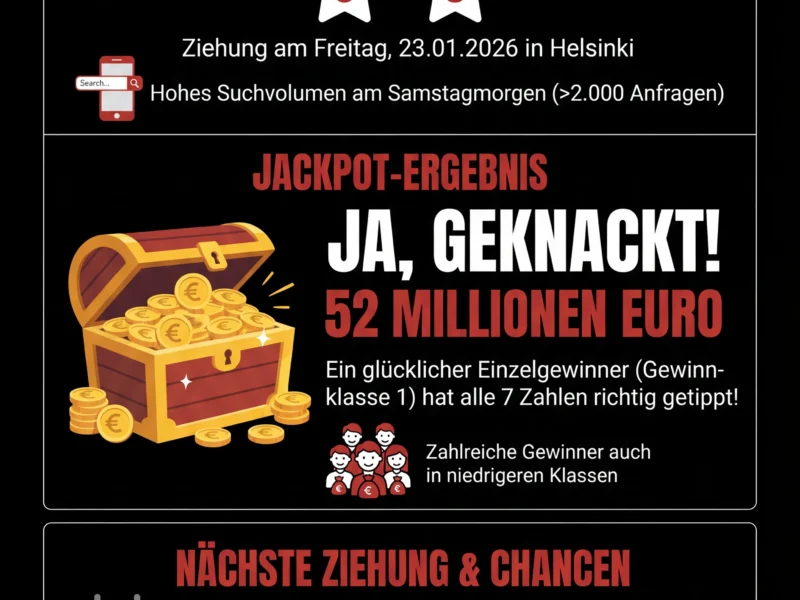 Infografica: Eurojackpot Zahlen aktuell: Wurden 52 Millionen Euro geknackt?