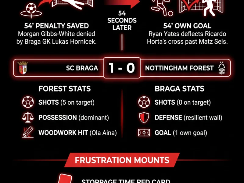 Infografica: Europa League Drama: Braga Stuns Nottingham Forest in Chaotic Clash