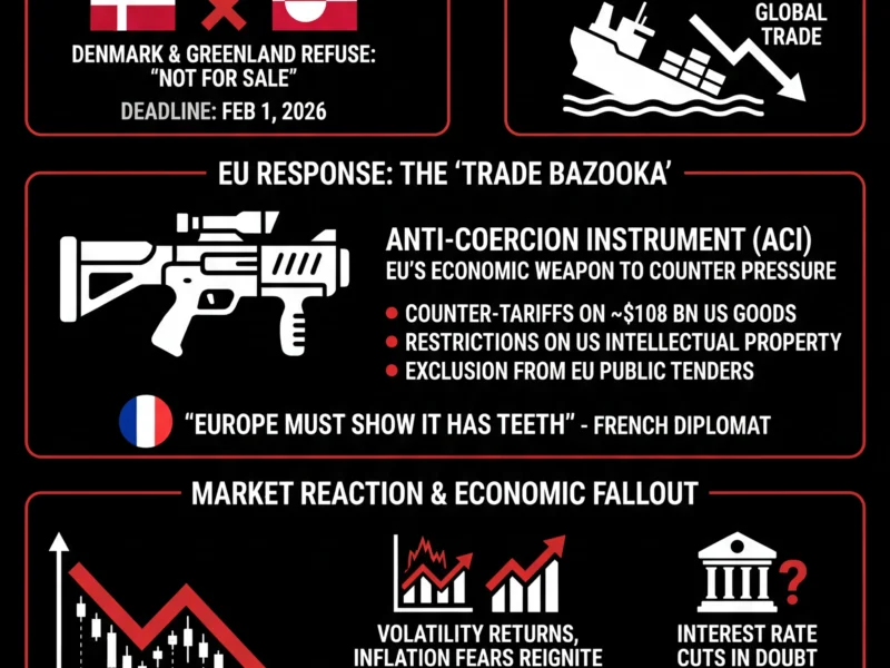Infografica: Europe Weighs Trade 'Bazooka' as Greenland Crisis Rattles Markets