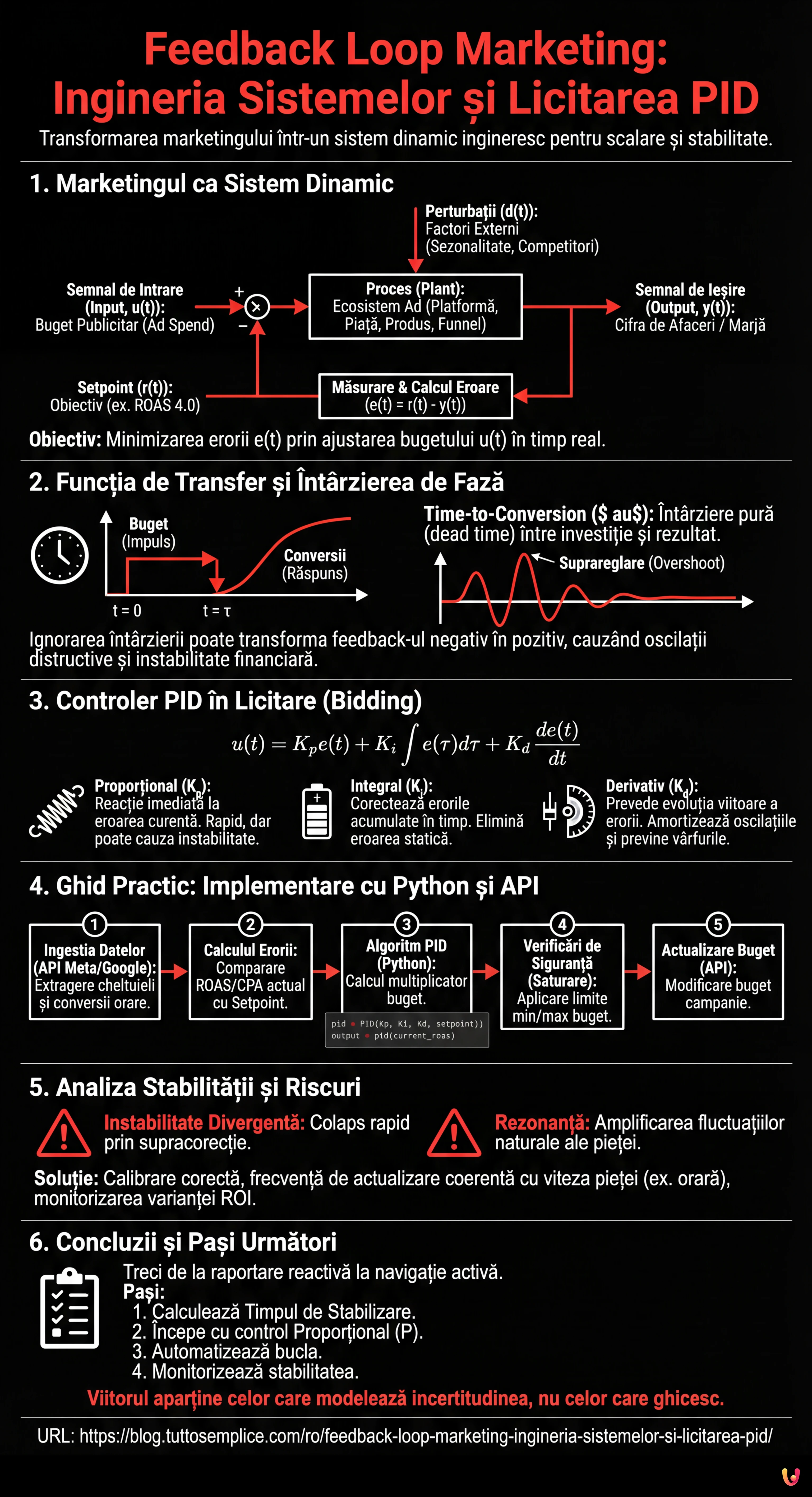 Feedback Loop Marketing: Ingineria Sistemelor și Licitarea PID - Infografic rezumativ