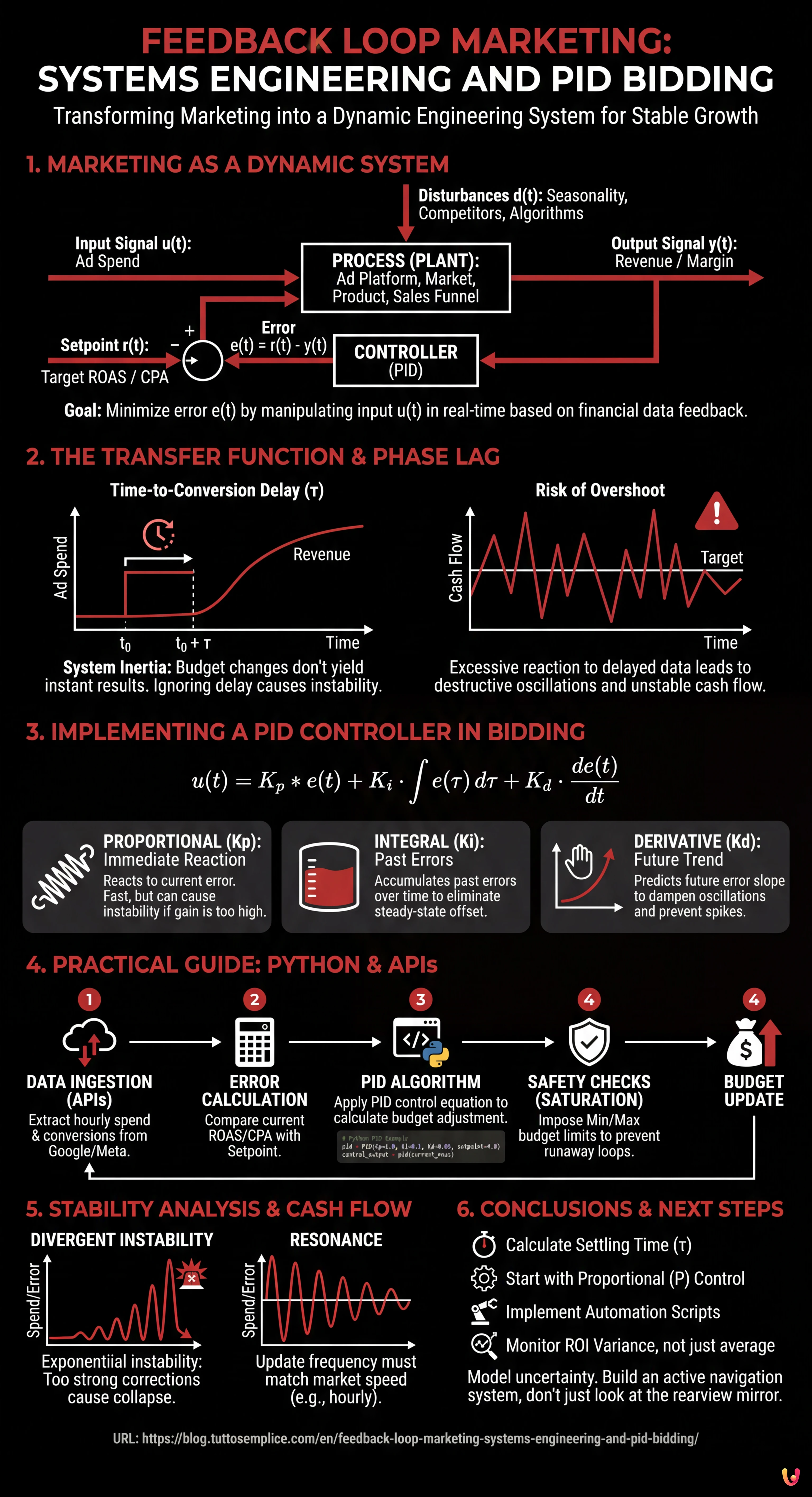 Feedback Loop Marketing: Systems Engineering and PID Bidding - Summary Infographic