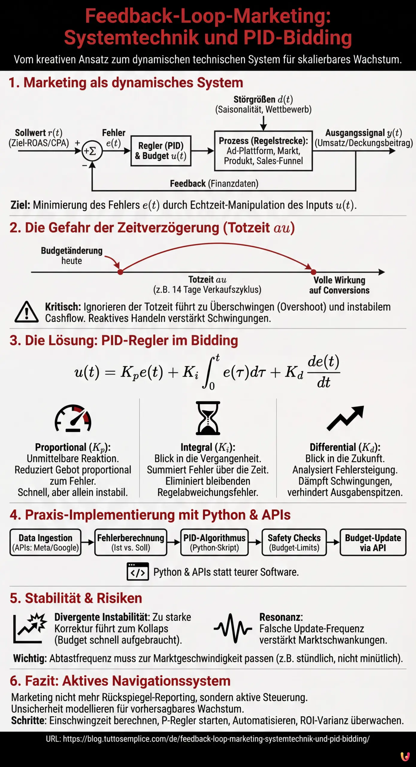 Feedback-Loop-Marketing: Systemtechnik und PID-Bidding - Zusammenfassende Infografik