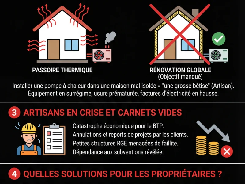 Infografica: Fin de MaPrimeR&eacute;nov' : les artisans en crise et l'aberration des passoires thermiques