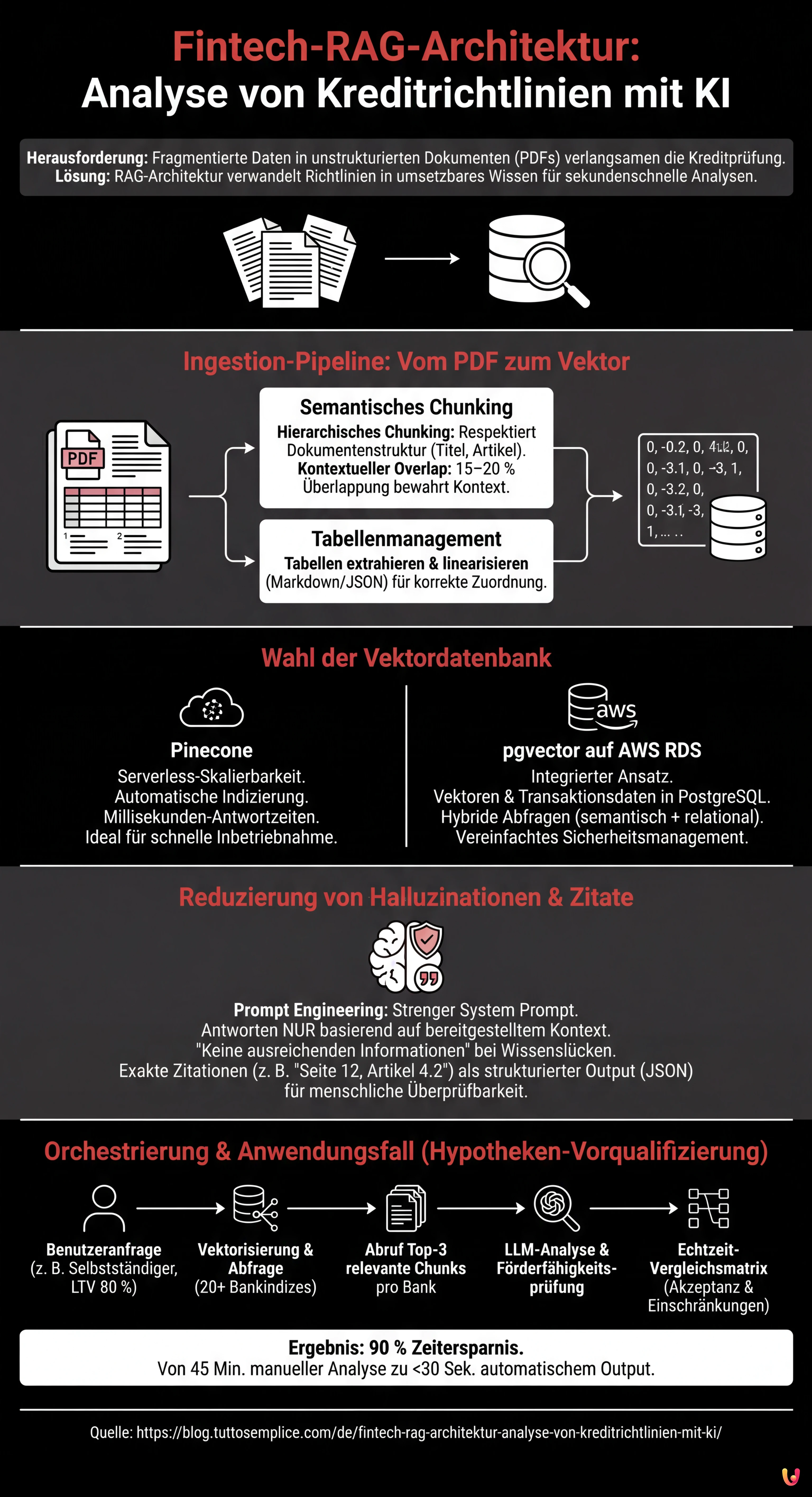 Fintech-RAG-Architektur: Analyse von Kreditrichtlinien mit KI - Zusammenfassende Infografik