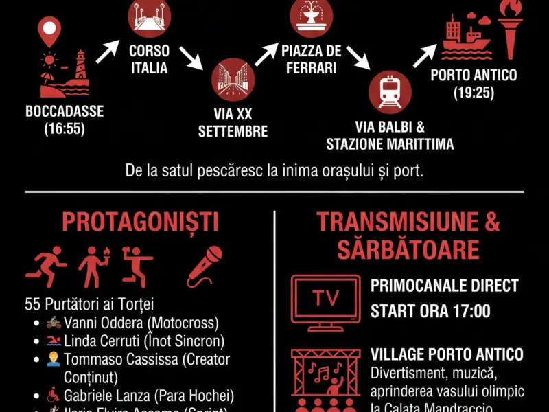 Infografica: Flacăra Olimpică la Genova: program, traseu și transmisiune directă Primocanale