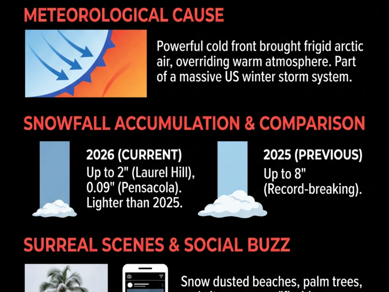 Infografica: Florida Snow Weather: Rare Snowfall Hits Panhandle for Second Year