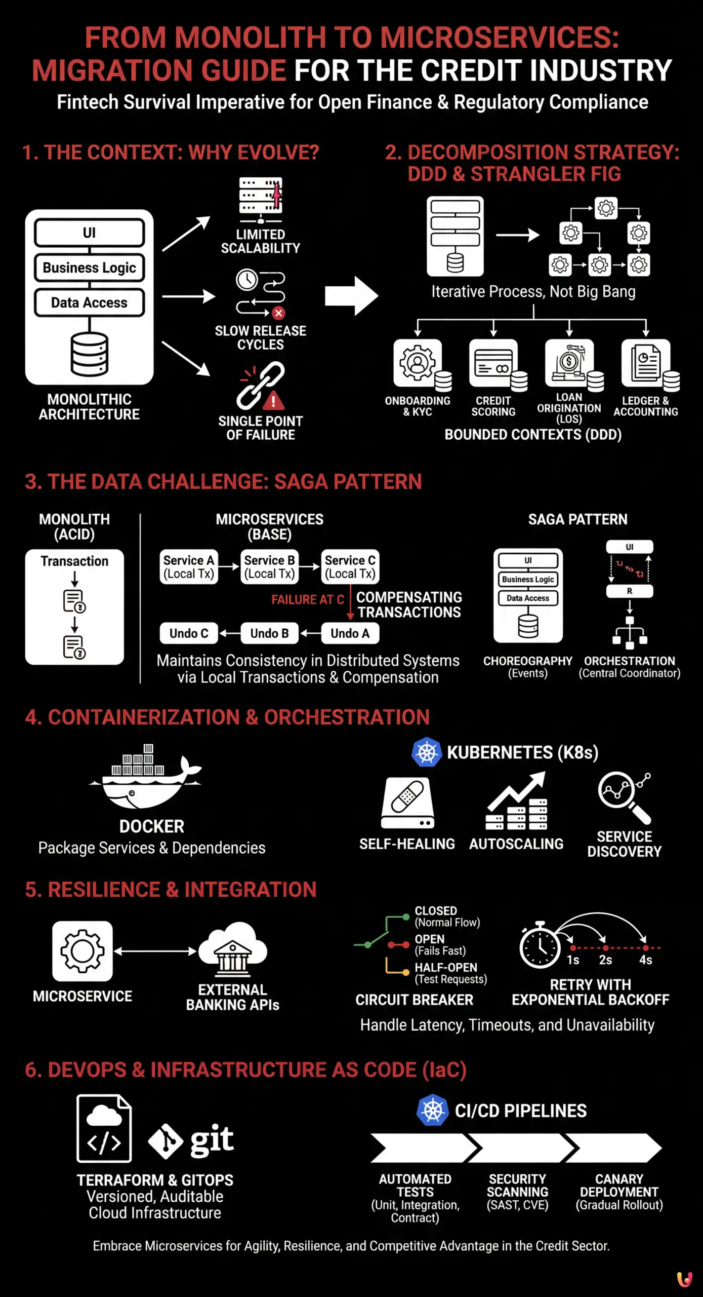 From Monolith to Microservices: Migration Guide for the Credit Industry - Summary Infographic