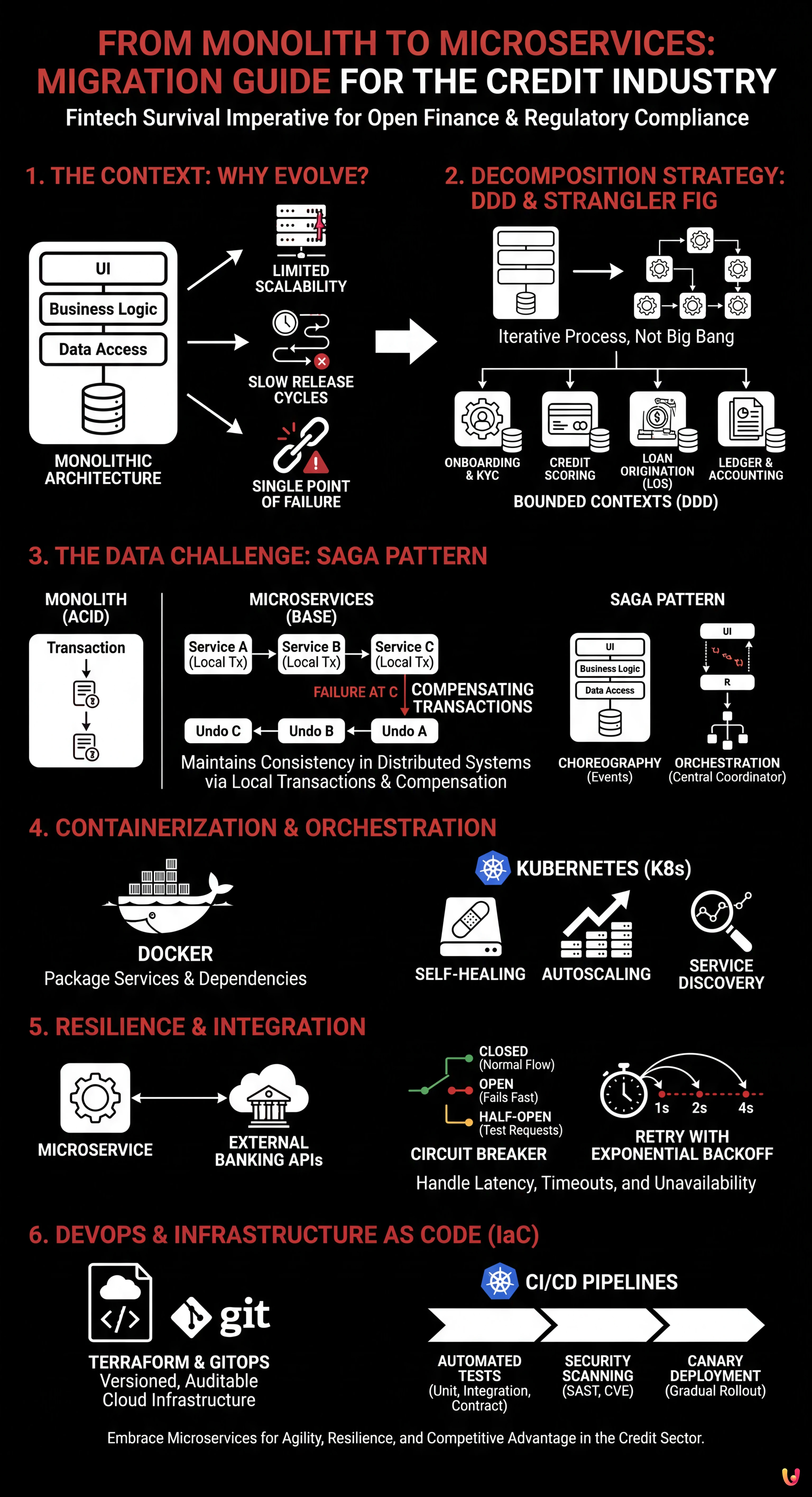 From Monolith to Microservices: Migration Guide for the Credit Industry - Summary Infographic