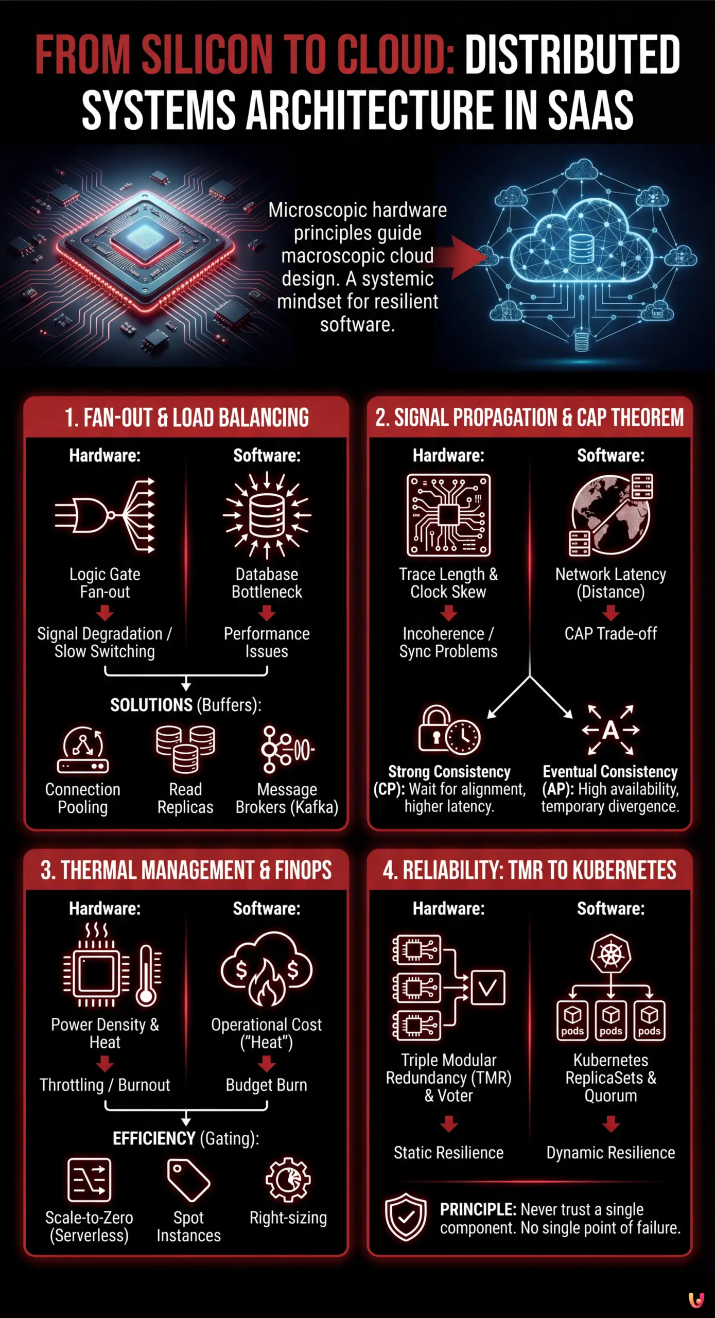 From Silicon to Cloud: Distributed Systems Architecture in SaaS - Summary Infographic