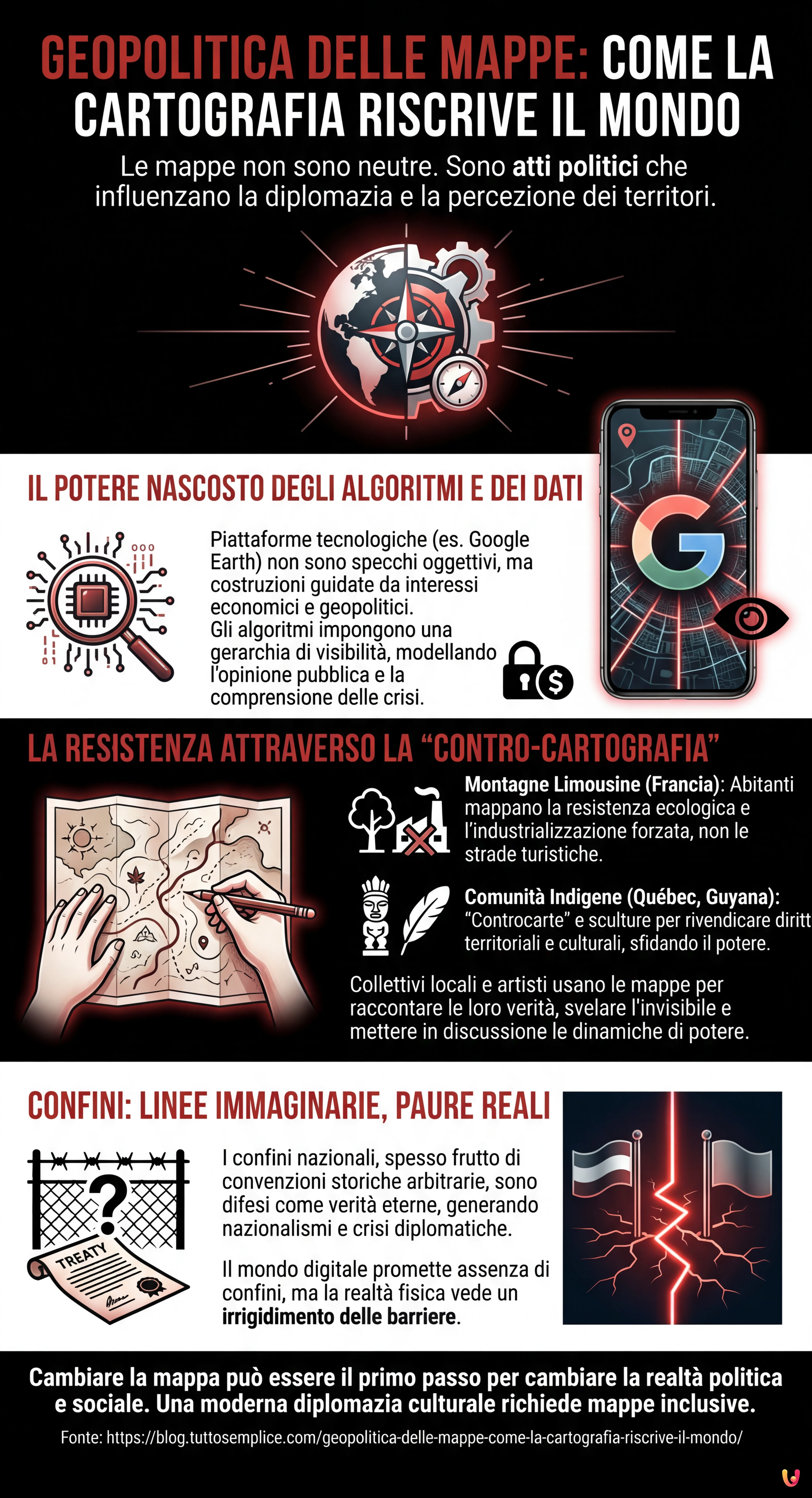Geopolitica delle mappe: come la cartografia riscrive il mondo - Infografica riassuntiva