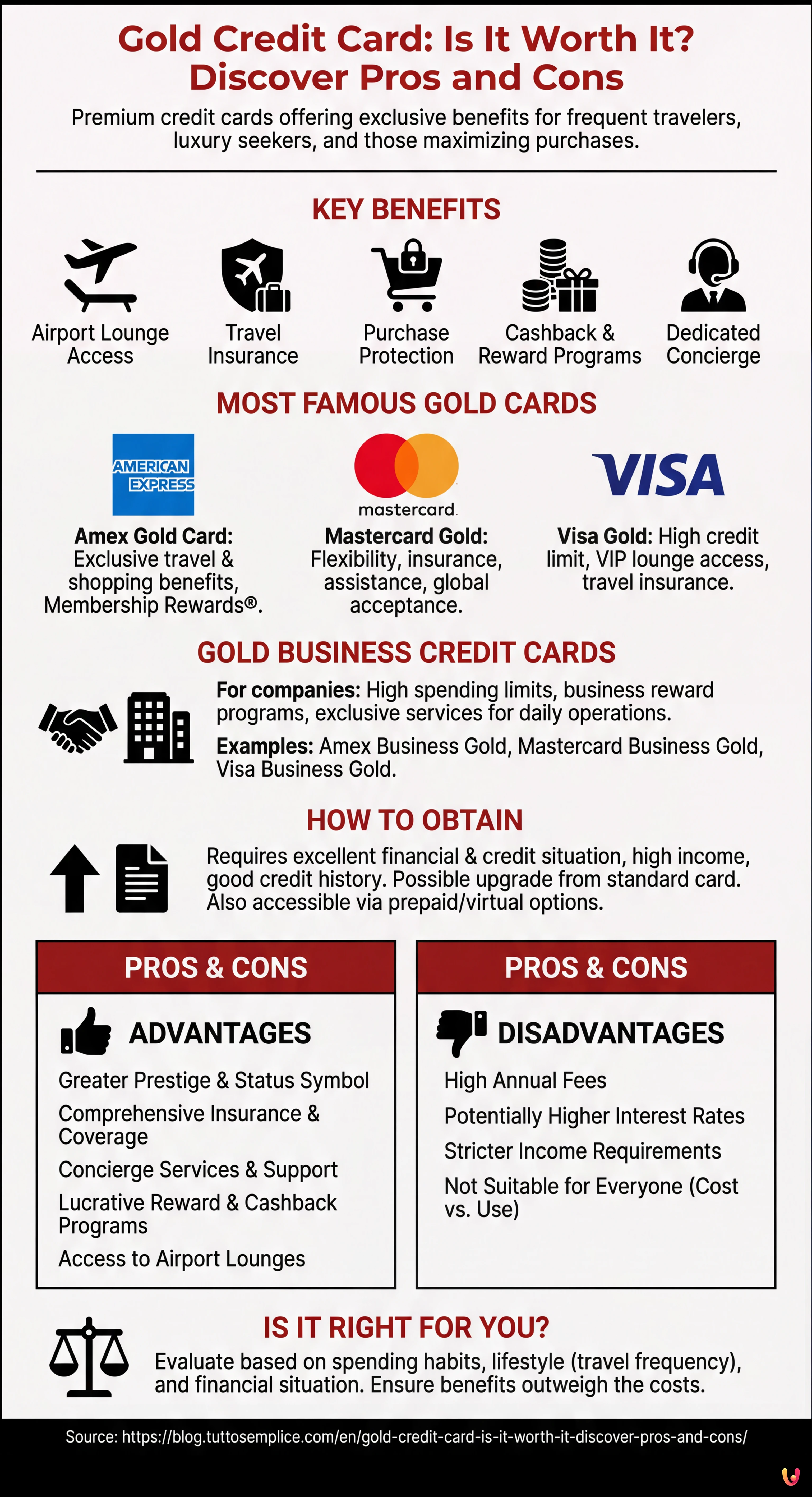 Gold Credit Card: Is It Worth It? Discover Pros and Cons - Infografica riassuntiva