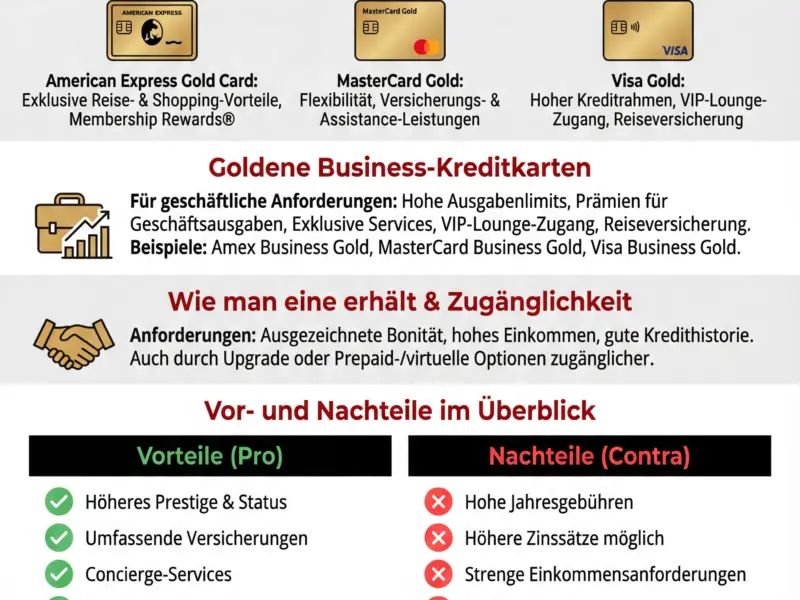 Infografica: Goldene Kreditkarte: Lohnt sie sich? Entdecken Sie Vor- und Nachteile
