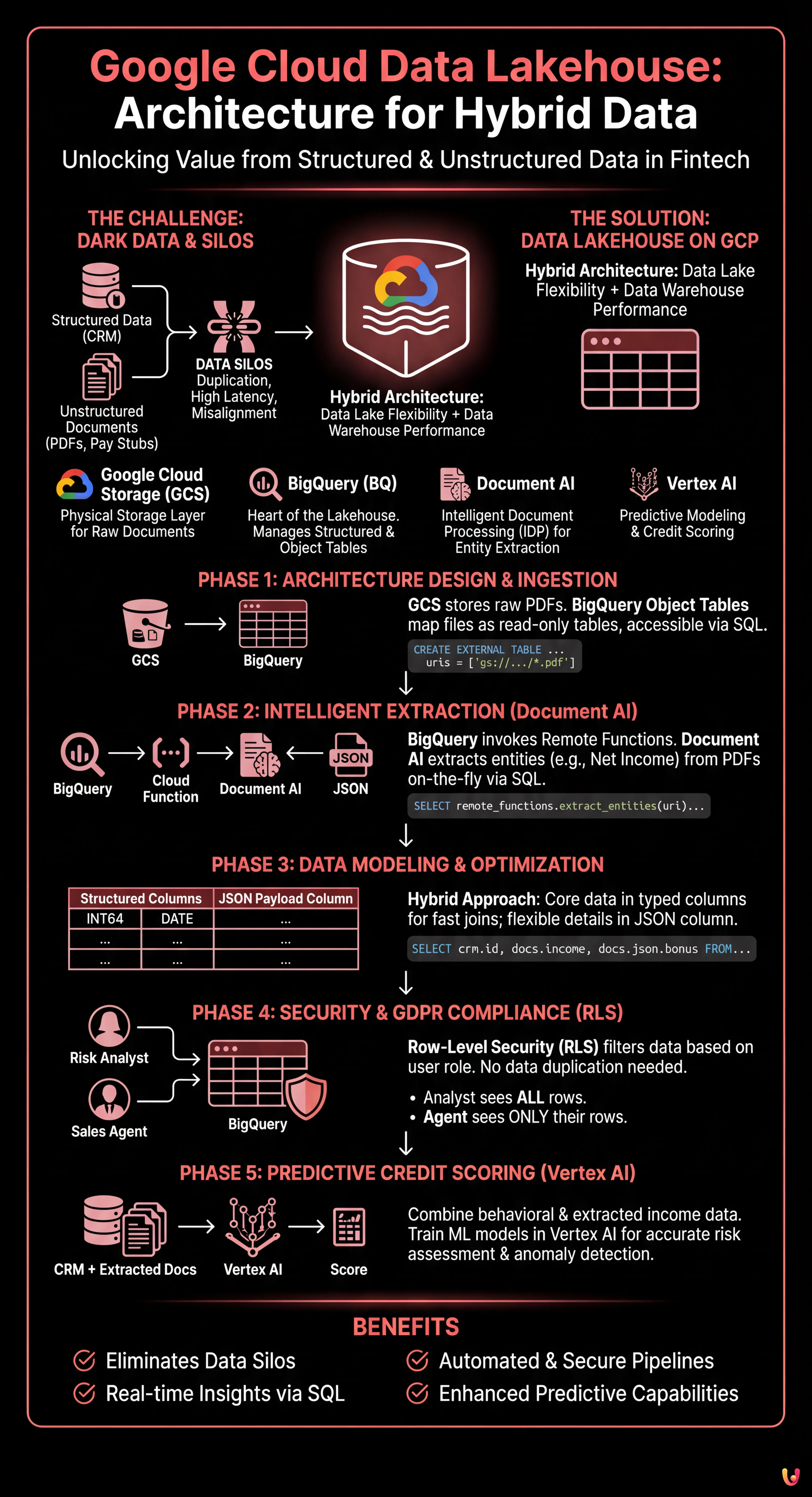 Google Cloud Data Lakehouse: Architecture for Hybrid Data - Summary Infographic