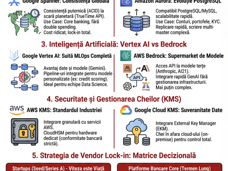 Infografica: Google Cloud vs AWS: Ghid Strategic pentru Infrastructura Fintech (2026)