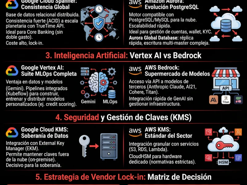 Infografica: Google Cloud vs AWS: Gu&iacute;a Estrat&eacute;gica para la Infraestructura Fintech (2026)