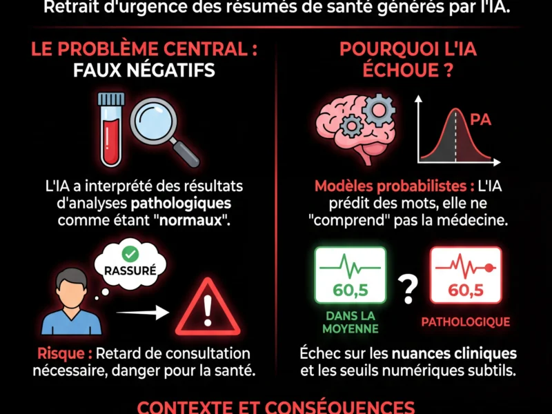 Infografica: Google retire les r&eacute;sum&eacute;s IA m&eacute;dicaux suite &agrave; des erreurs critiques