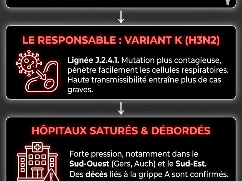 Infografica: Grippe 2026 : le variant K sature les h&ocirc;pitaux, la situation s'aggrave