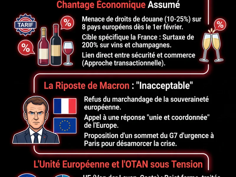 Infografica: Groenland : Trump assure que l'Europe "ne r&eacute;sistera pas", Macron en premi&egrave;re ligne