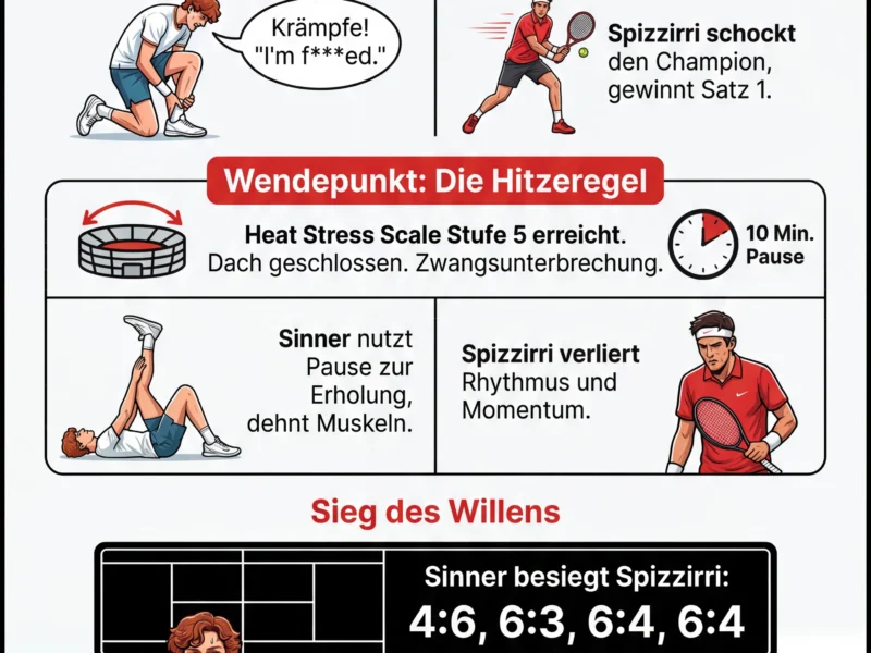 Infografica: Hitzeschlacht in Melbourne: Sinner &uuml;berlebt Drama gegen Spizzirri