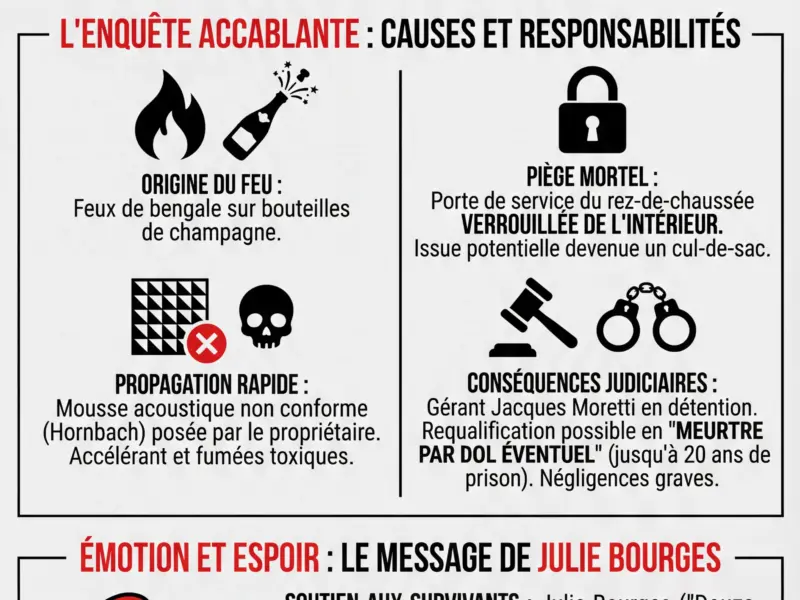 Infografica: Incendie de Crans-Montana : porte verrouill&eacute;e et &eacute;motion, l'enqu&ecirc;te s'acc&eacute;l&egrave;re