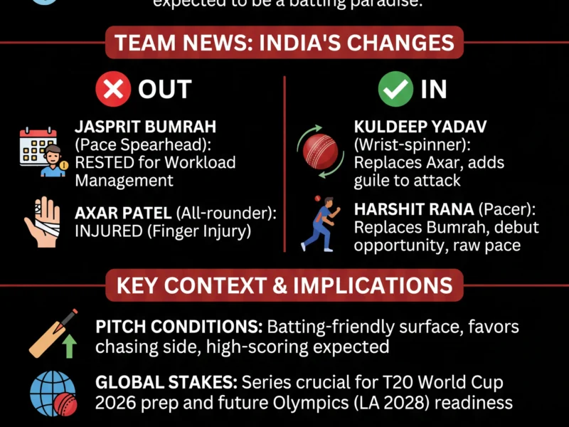 Infografica: India vs New Zealand 2nd T20I: Men in Blue Opt to Bowl, Bumrah Rested