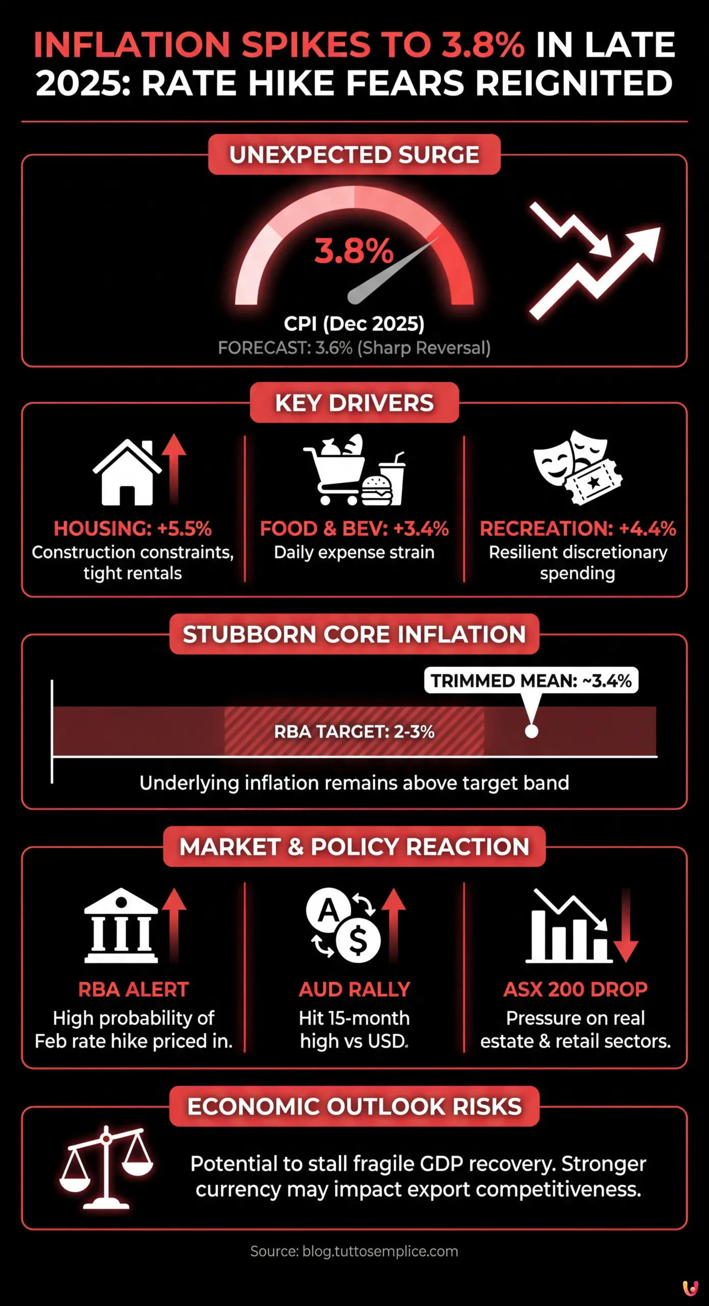 Inflation Spikes to 3.8% in Late 2025, Reigniting Rate Hike Fears - Summary Infographic